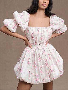 Maison Amory Romance Galore Floral Bubble Mini Dress Coquette Girl Victorian S
